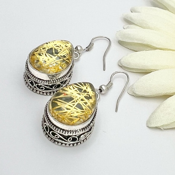 GOLDEN RUTILE EARRINGS - Picture 8 of 12